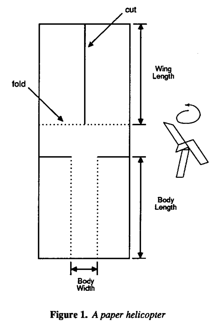 hypothesis for paper helicopter experiment